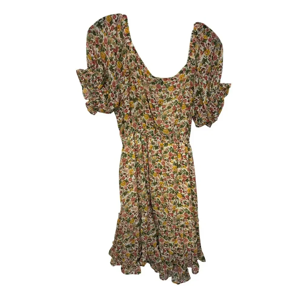 Gigio Women's Fit Flare Getaway Island Mini Dress Ruffle Prairie Cottagecore L - Picture 5 of 5